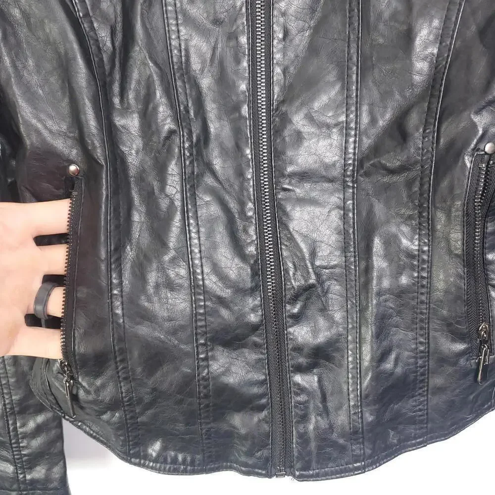 Therapy Jacket Womens Size M Faux Leather Moto Biker Motorcycle Edgy Zip Up